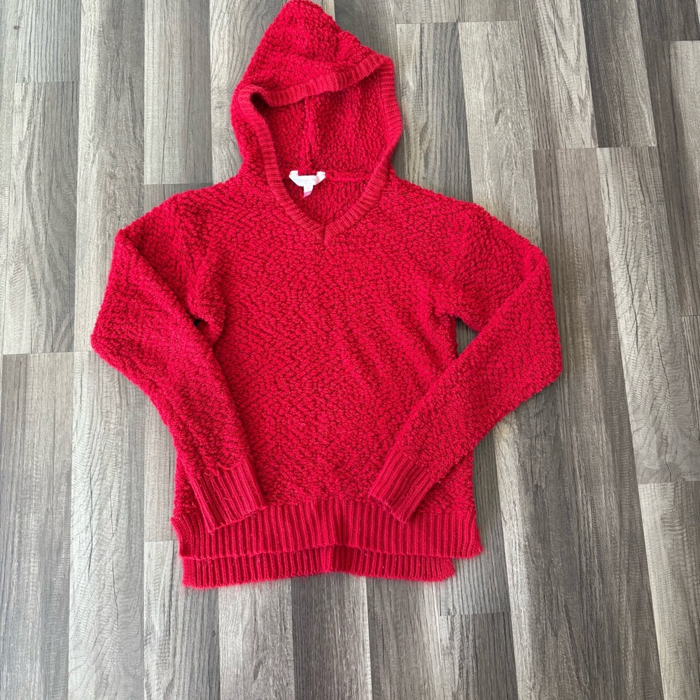 No Boundaries Red Textured Women's Hoodie Sweater - Picture 2 of 6